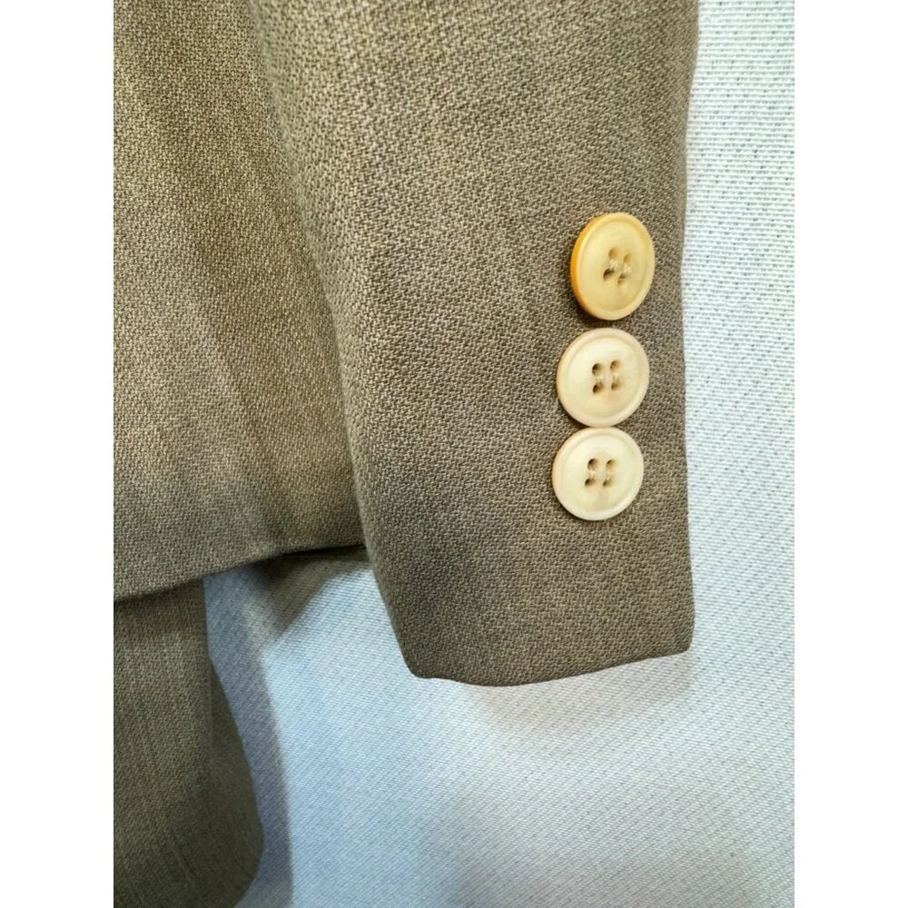 Bachrach Mens Wool Blazer 44R Tan Three-Button Suit Jacket Made In Italy
